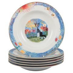 Rosina Wachtmeister for Goebel, Germany. Six soup plates with cat motifs.