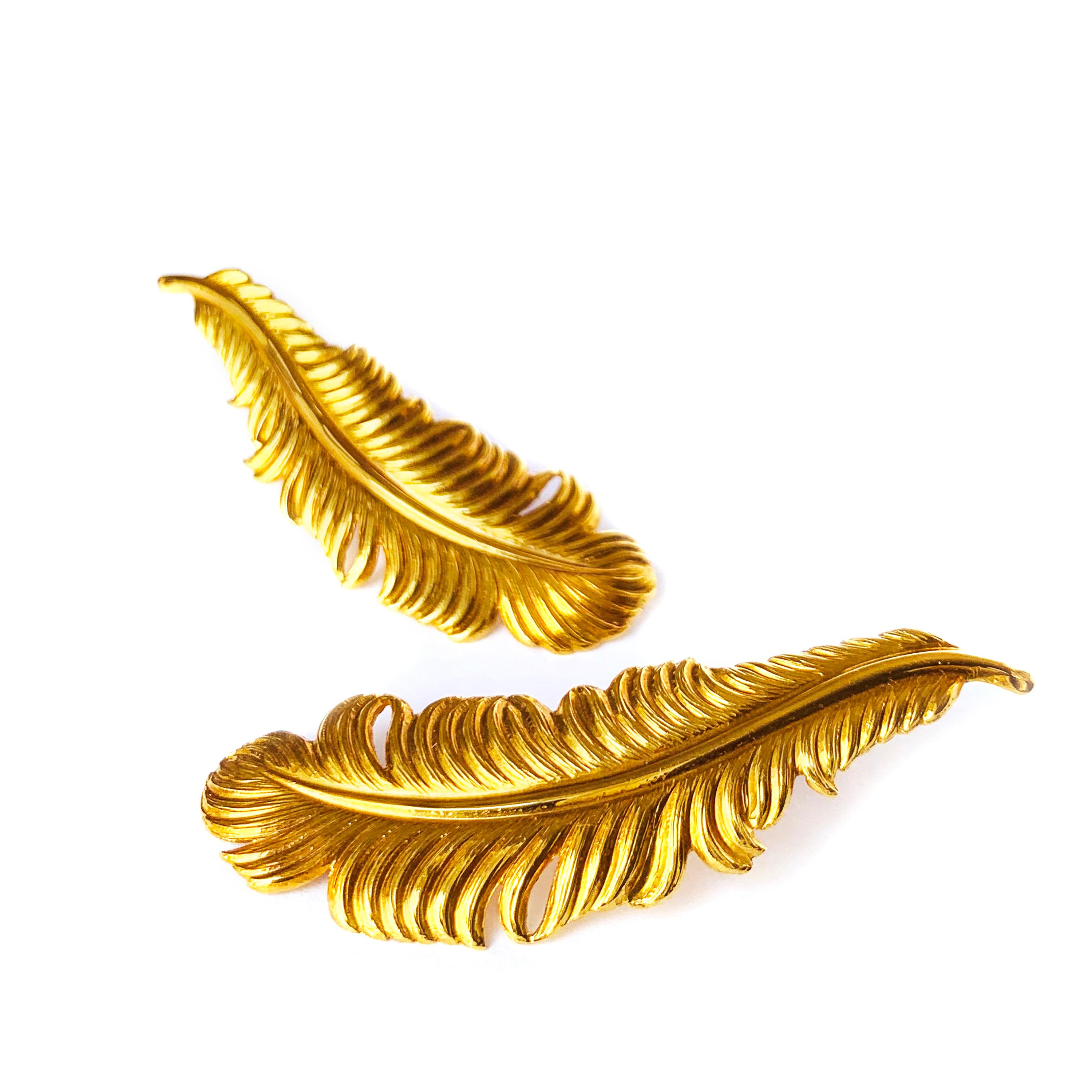 14k gold feather earrings