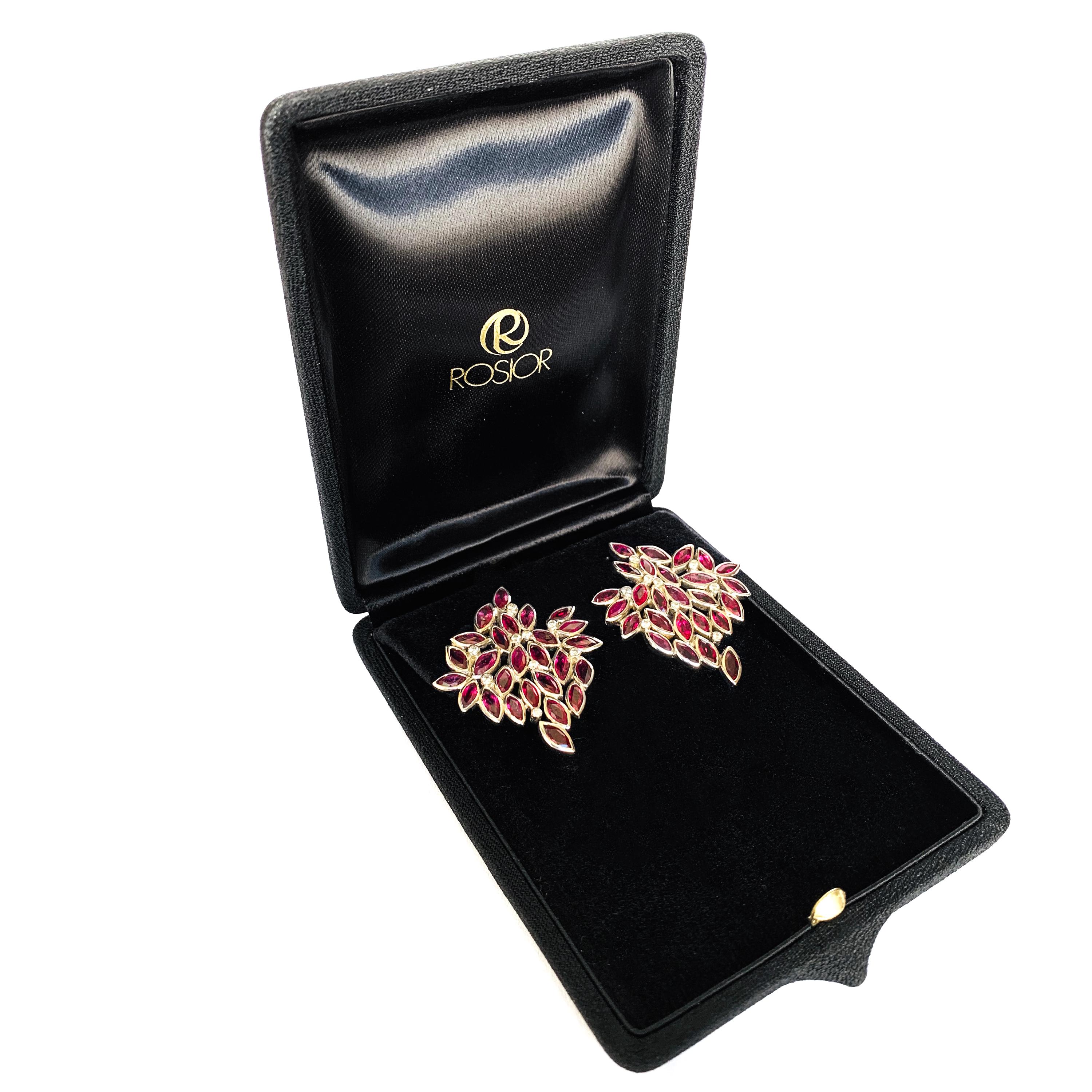 Rosior one-off Marquise Cut Ruby and Diamond Drop Earrings set in White Gold 3