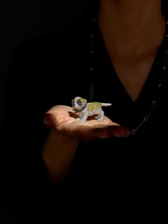 Rosior by Manuel Rosas Collar Colgante "Perro" engastado en Oro Blanco con Diamantes