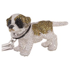 Collana con ciondolo "Dog" in oro bianco e diamanti di Rosior by Manuel Rosas