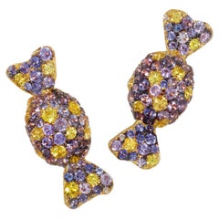 Rosior "Candy" Earrings set in Yellow Gold with Diamonds and Sapphires Rosior "Candy" Earrings set in Yellow Gold with Diamonds and Sapphires
