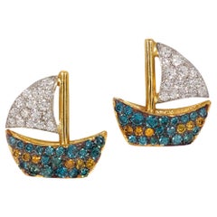 Boucles d'oreilles "Caravela" de Rosior en or blanc et jaune avec diamants