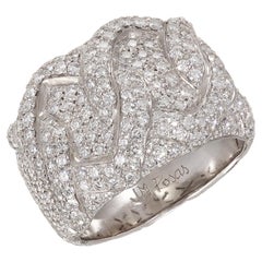 Rosior Contemporary Cocktail Ring in Platinum and Diamonds Signed by "JMRosas"