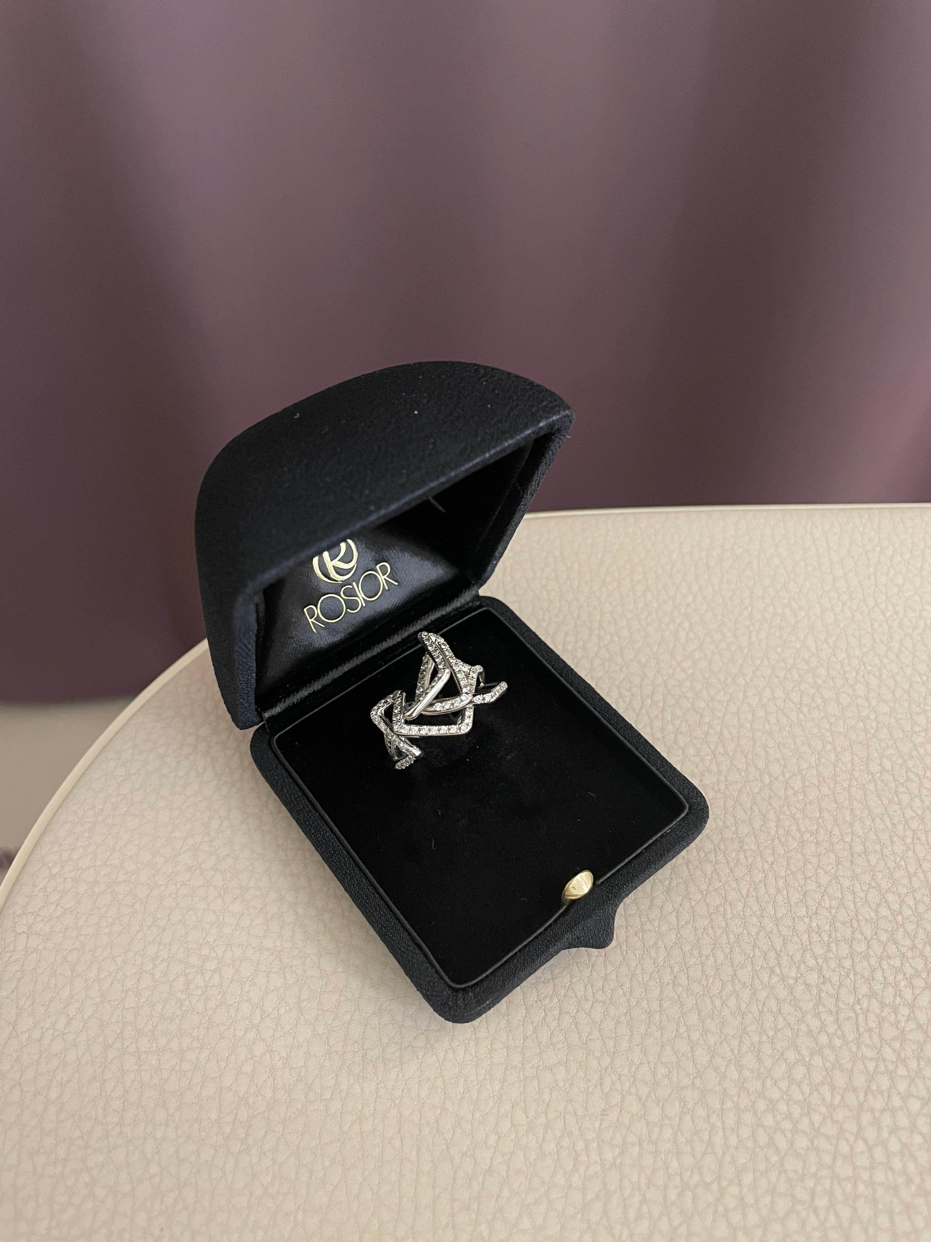 Round Cut Rosior Contemporary Cocktail Ring set in White Gold with Diamonds