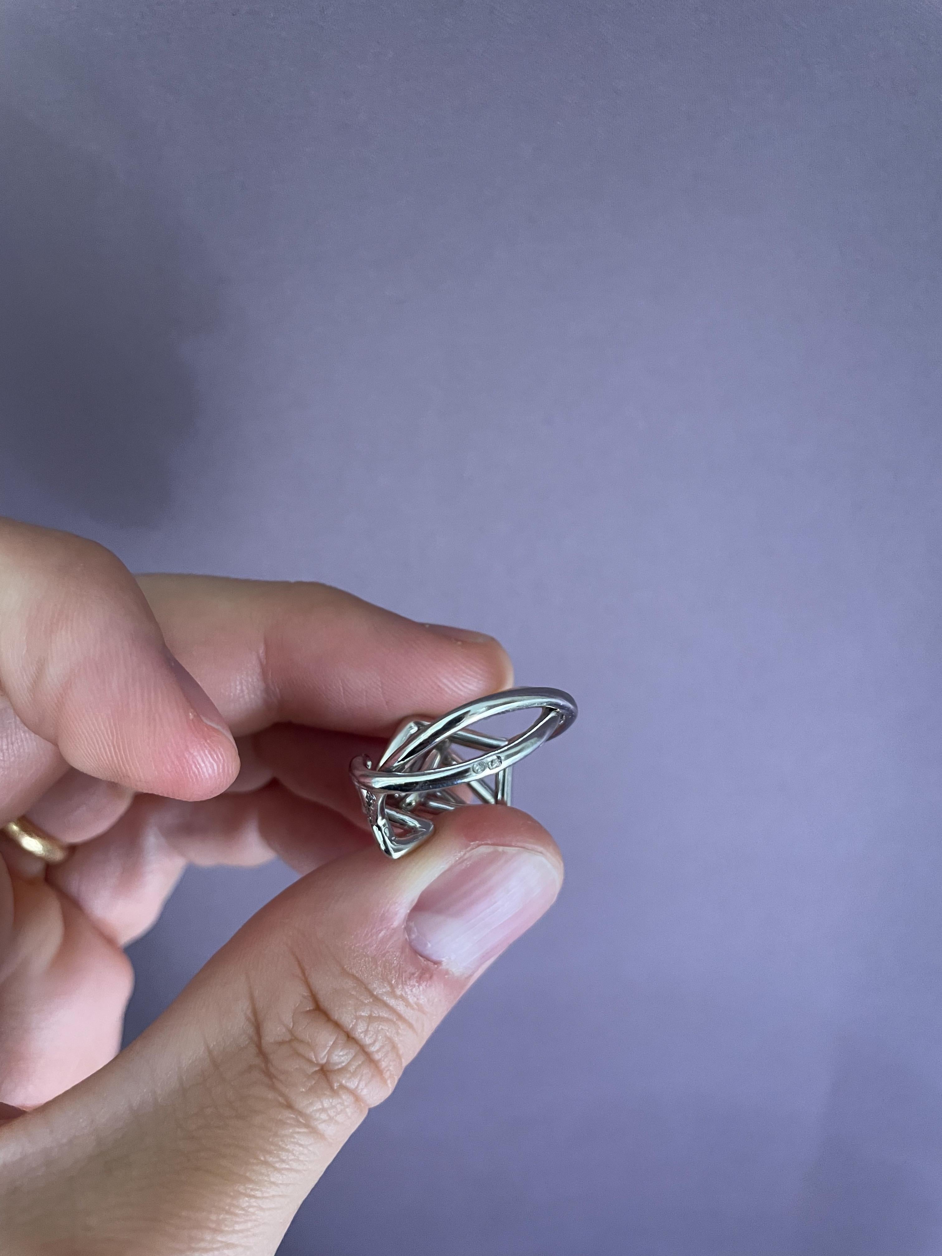 Rosior Contemporary Cocktail Ring set in White Gold with Diamonds 1