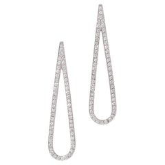 Contemporary Diamond Drop Earrings Set in White Gold