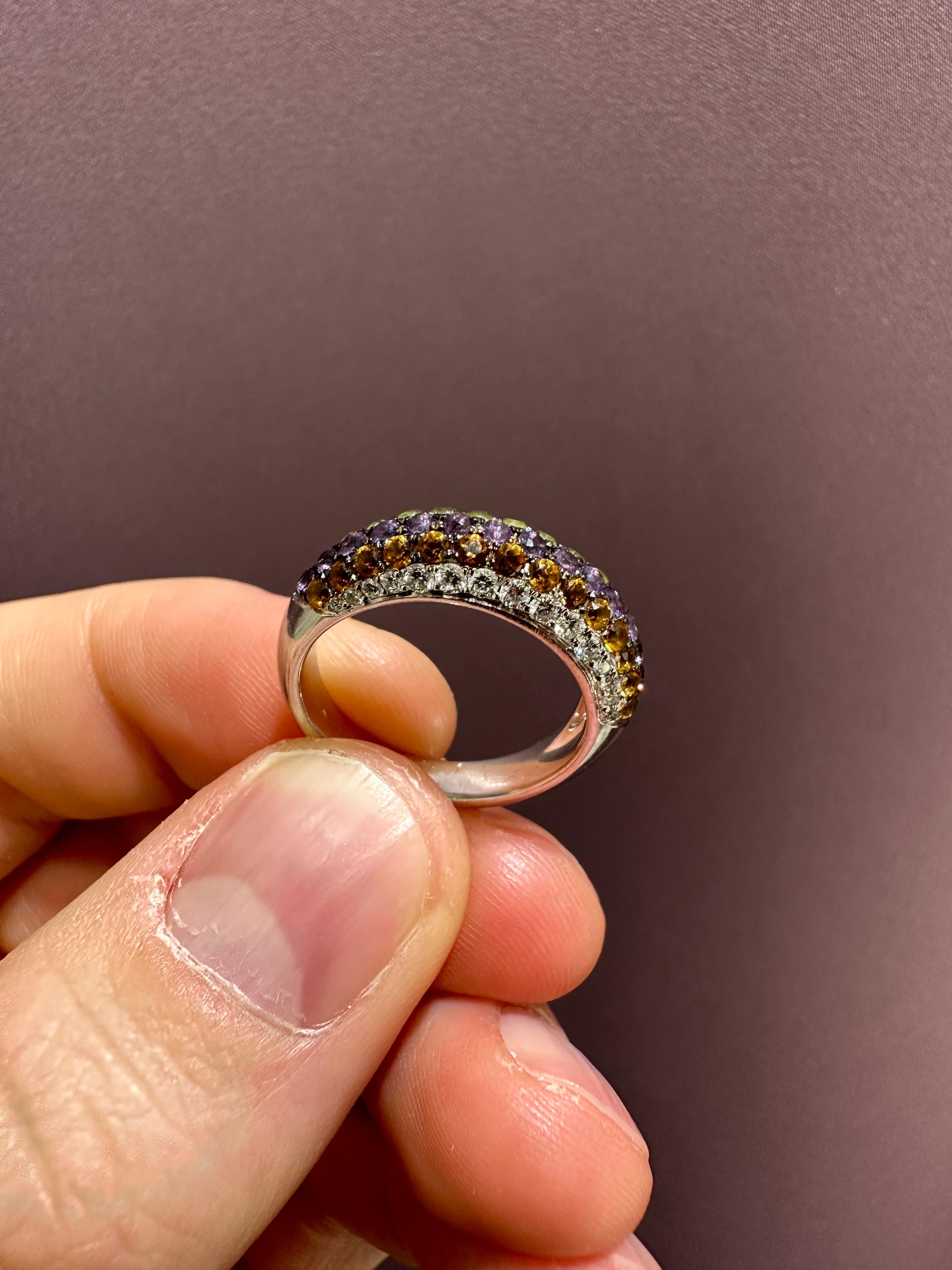 Contemporary Diamond, Topaz, Amethyst and Peridot Cocktail Ring In New Condition In Porto, PT