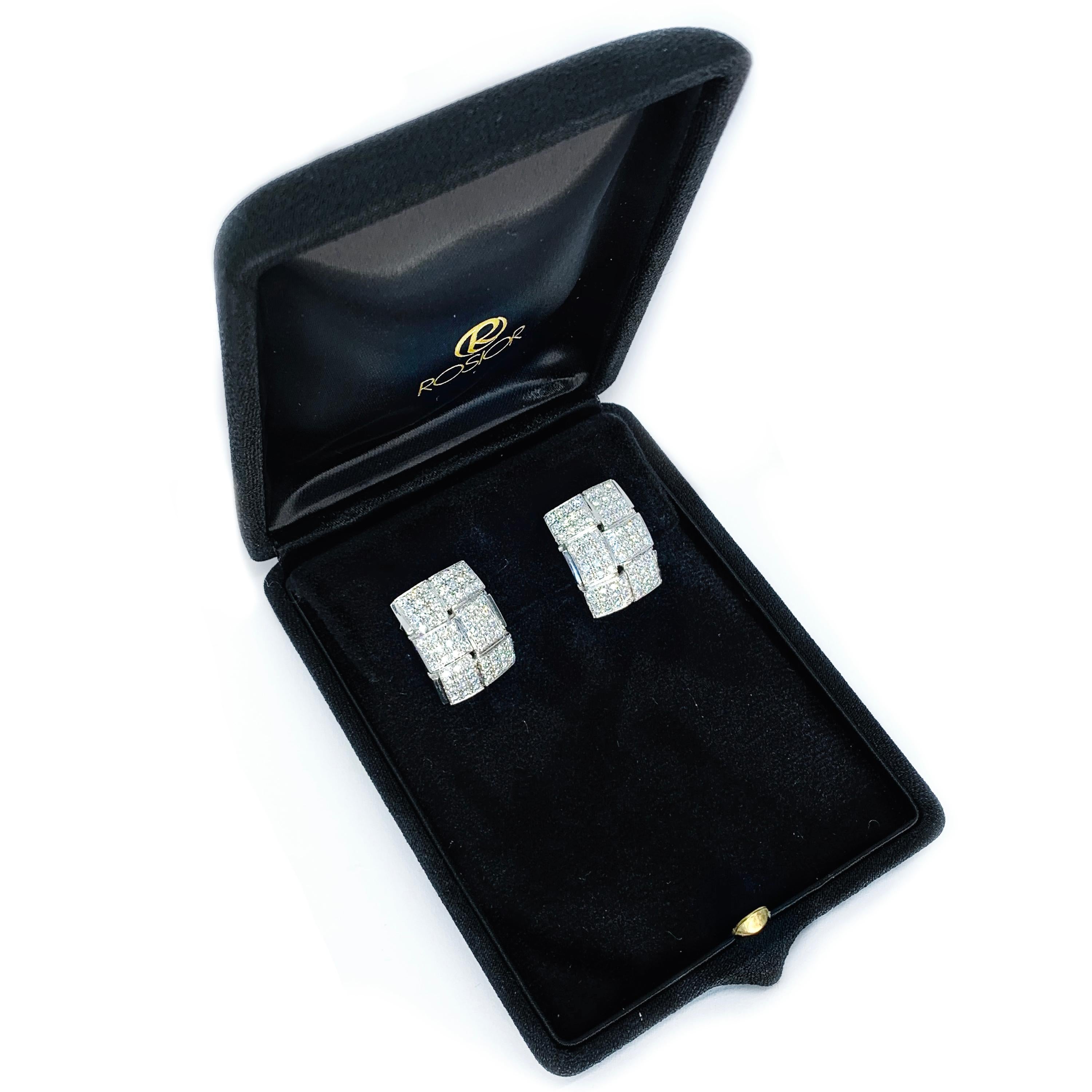 Women's or Men's Rosior Contemporary Drop Earrings Set in Platinum with Diamonds For Sale