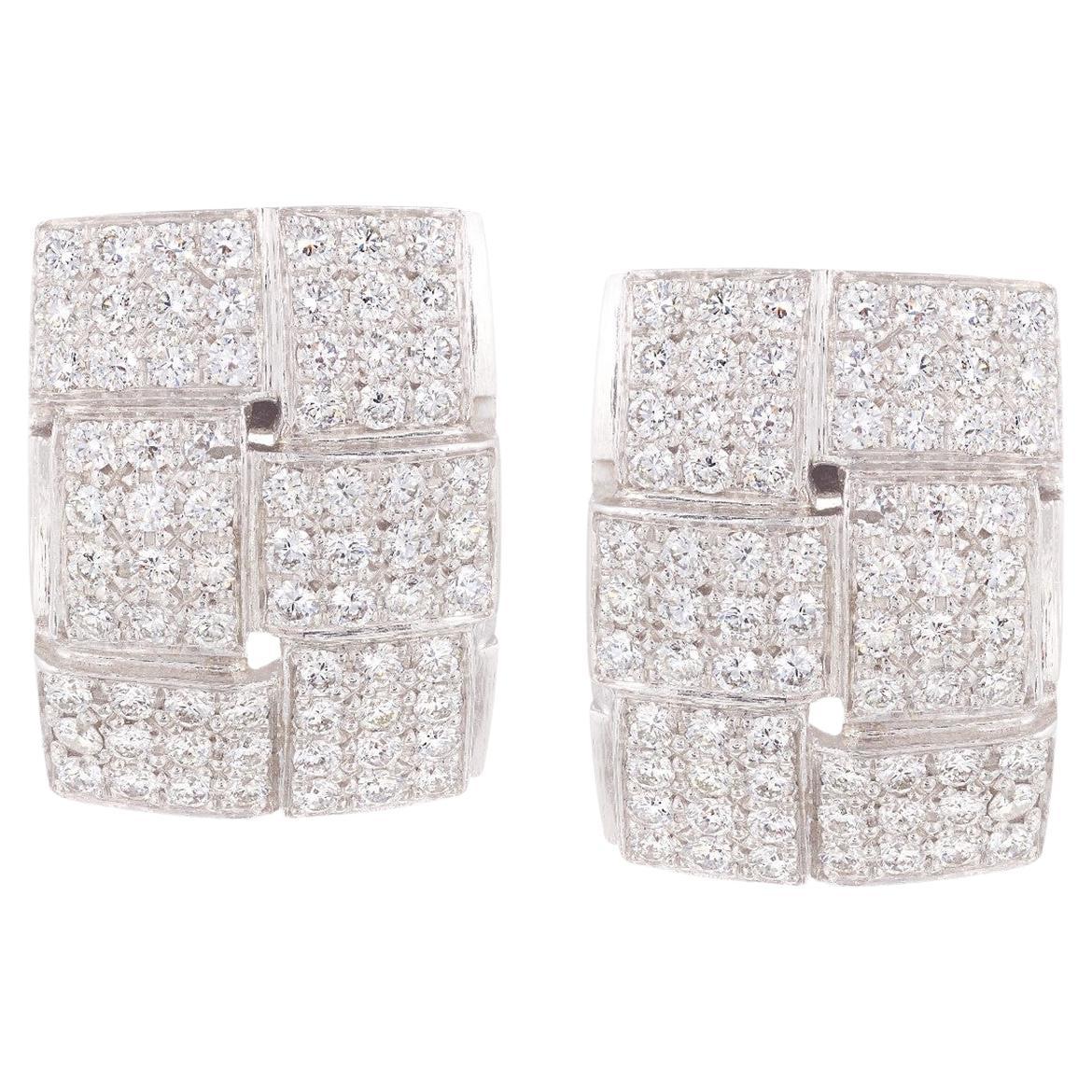 Rosior Contemporary Drop Earrings Set in Platinum with Diamonds