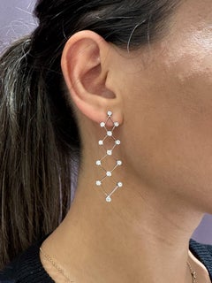 Rosior Contemporary Drop Earrings Set in White Gold with Diamonds