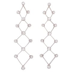 Rosior Contemporary Drop Earrings Set in White Gold with Diamonds