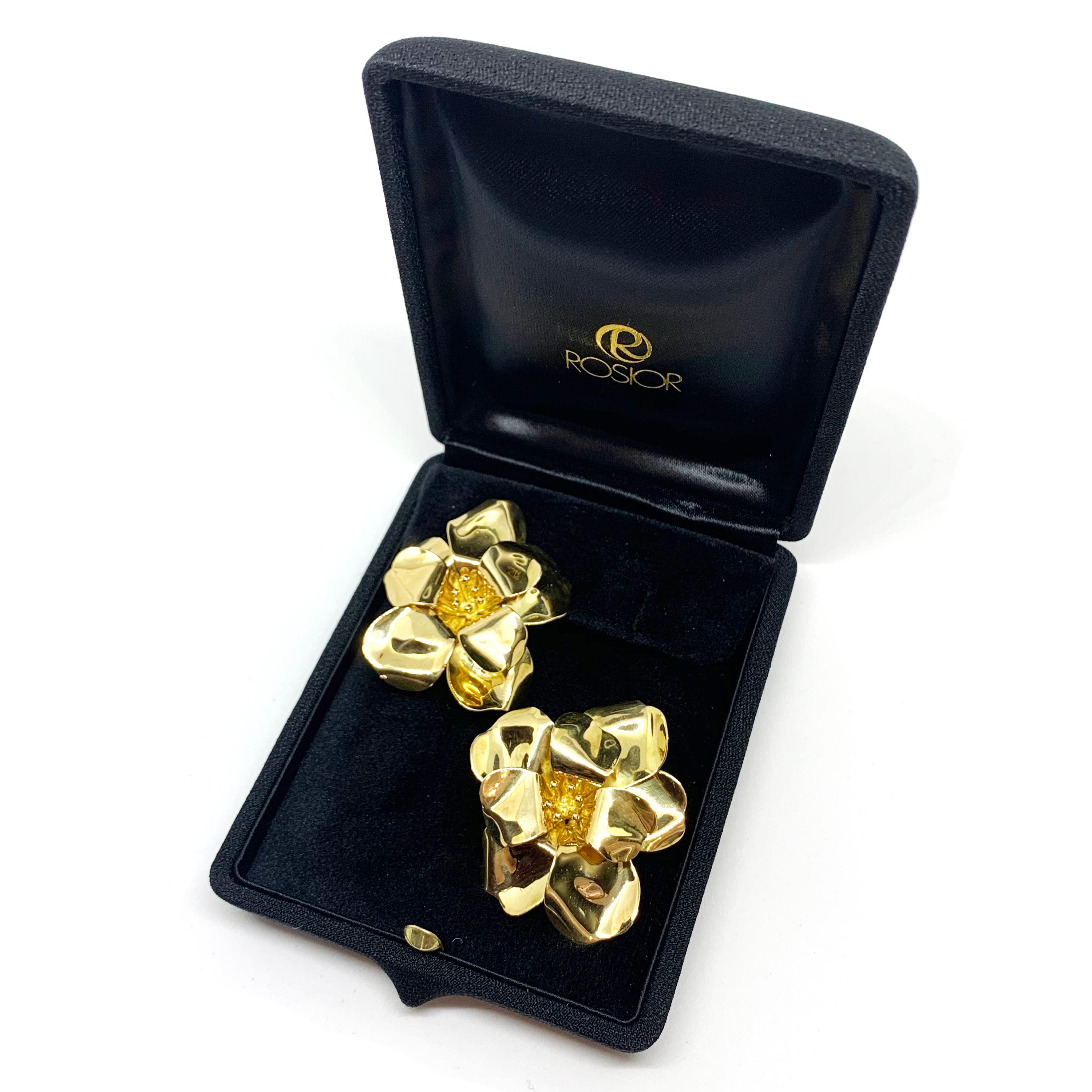 Contemporain Rosior Boucles d'oreilles contemporaines « Flower » en or jaune en vente