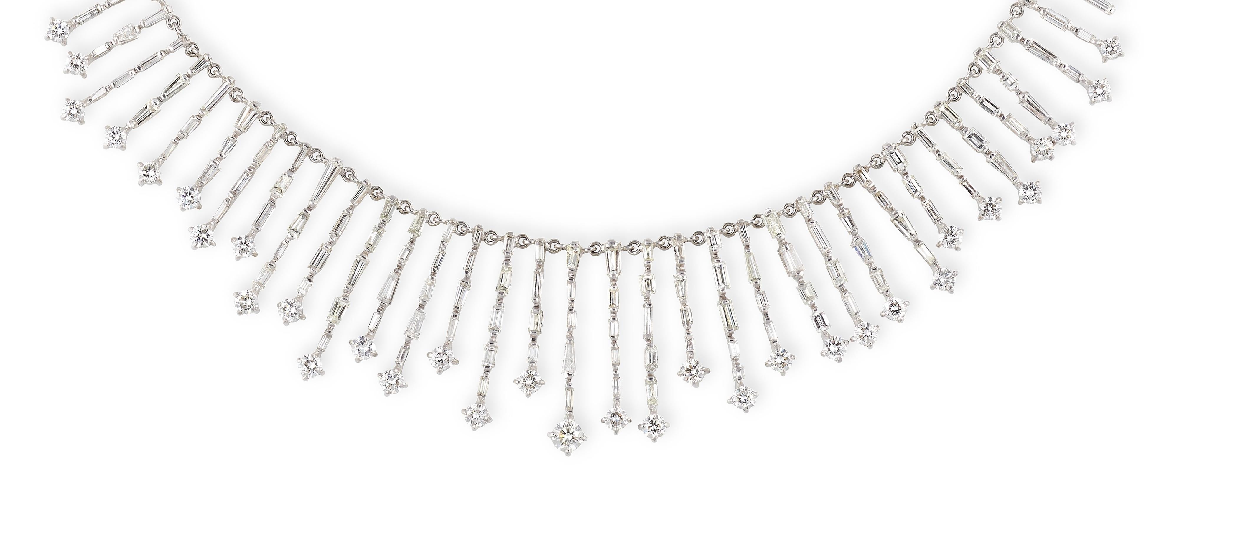 Contemporary Rosior by Manuel Rosas Round and Fancy Cut Diamond Necklace set in White Gold For Sale