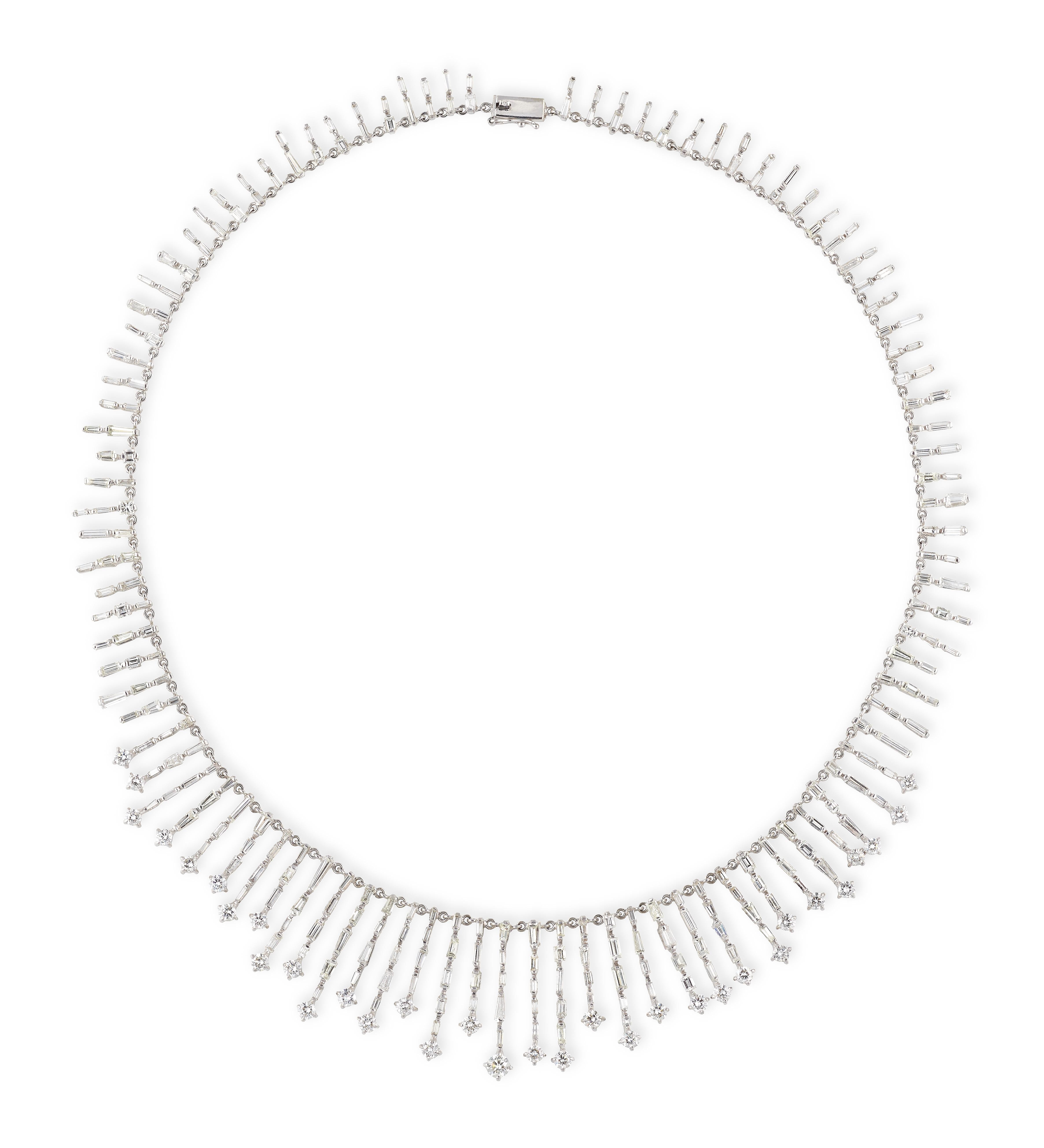 Rosior by Manuel Rosas Round and Fancy Cut Diamond Necklace set in White Gold For Sale