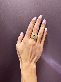 Ruby and Diamond Cocktail Ring set in Yellow Gold