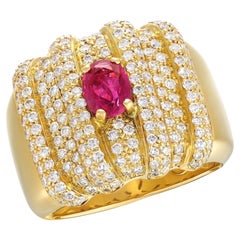 Ruby and Diamond Cocktail Ring set in Yellow Gold