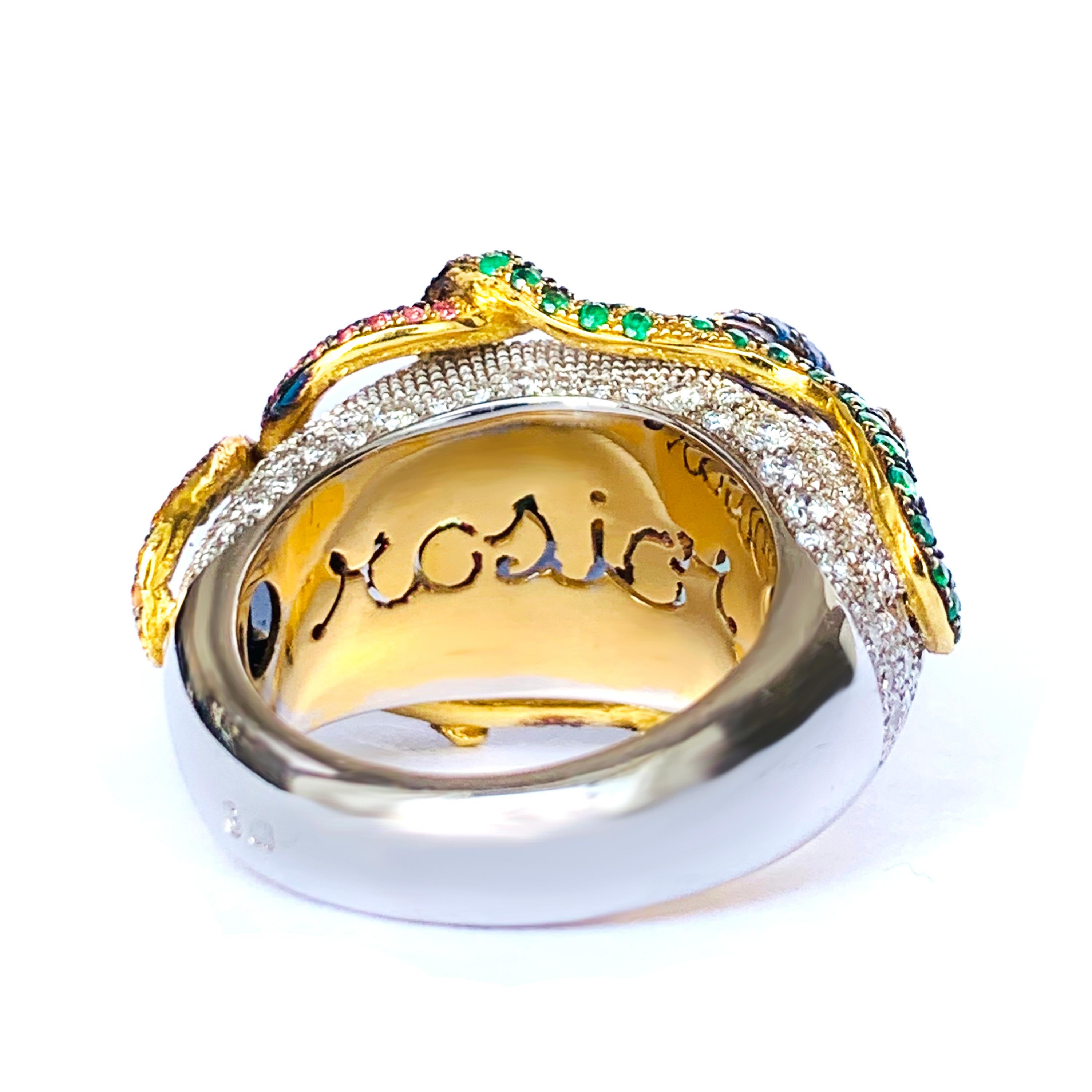 Women's or Men's White and Yellow Gold Contemporary Serpent Ring