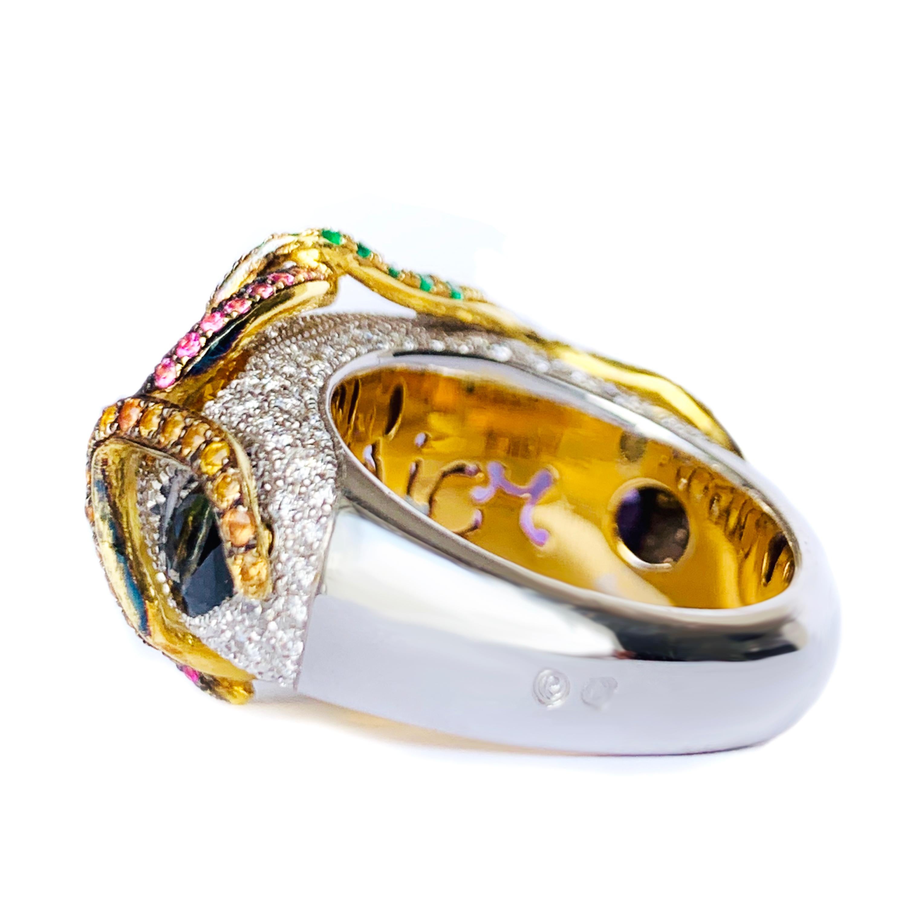 White and Yellow Gold Contemporary Serpent Ring 1