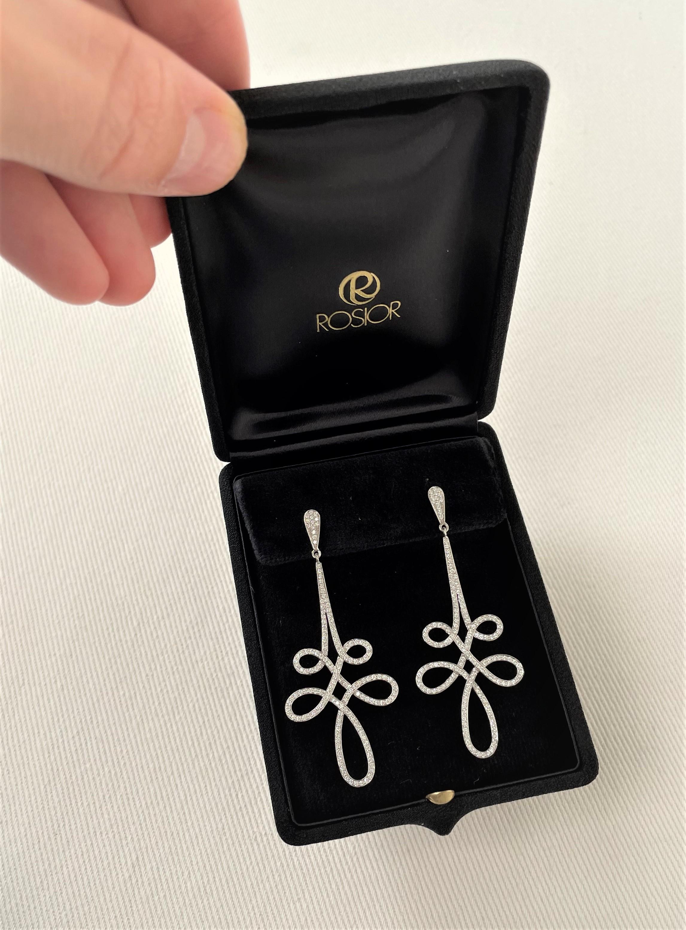 Rosior Contemporary White Gold Diamond Dangle Earrings In New Condition In Porto, PT