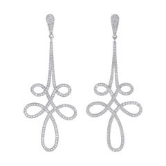 Rosior Contemporary White Gold Diamond Dangle Earrings