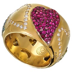 Rosior Diamond and Sapphire Cocktail Ring set in Yellow Gold