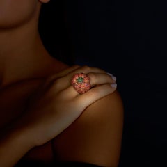 Rosior Diamond and Sapphire "Pumpkin" Cocktail Ring set in Yellow Gold