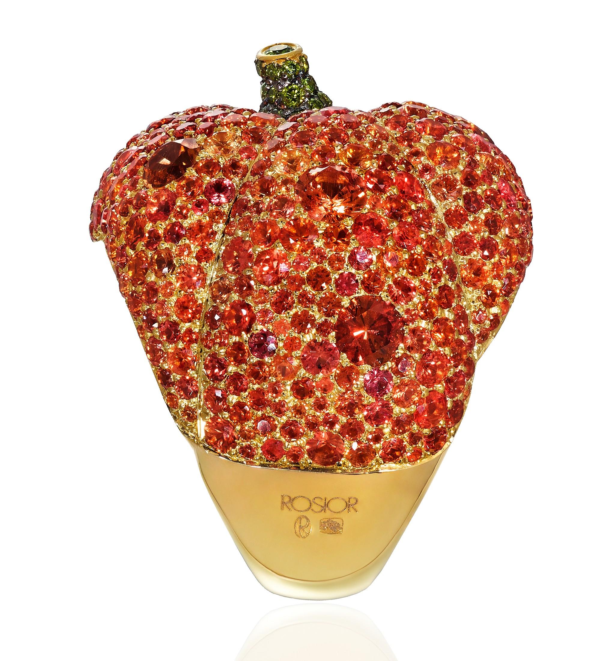 Contemporain Rosior Bague cocktail « Pumpkin » en or jaune sertie de diamants et de saphirs en vente