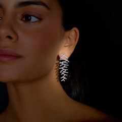 Rosior Diamond Dangle Earrings set in White Gold