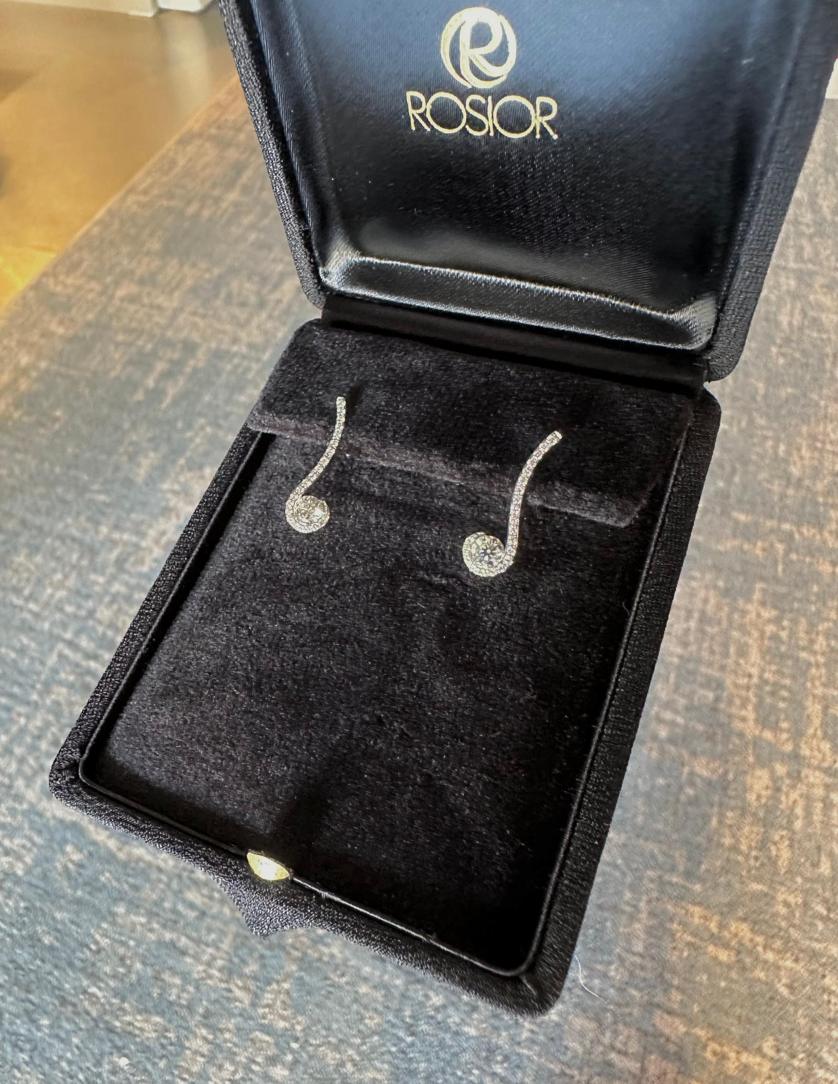 Rosior Diamond Drop Earrings set in White Gold In New Condition For Sale In Porto, PT
