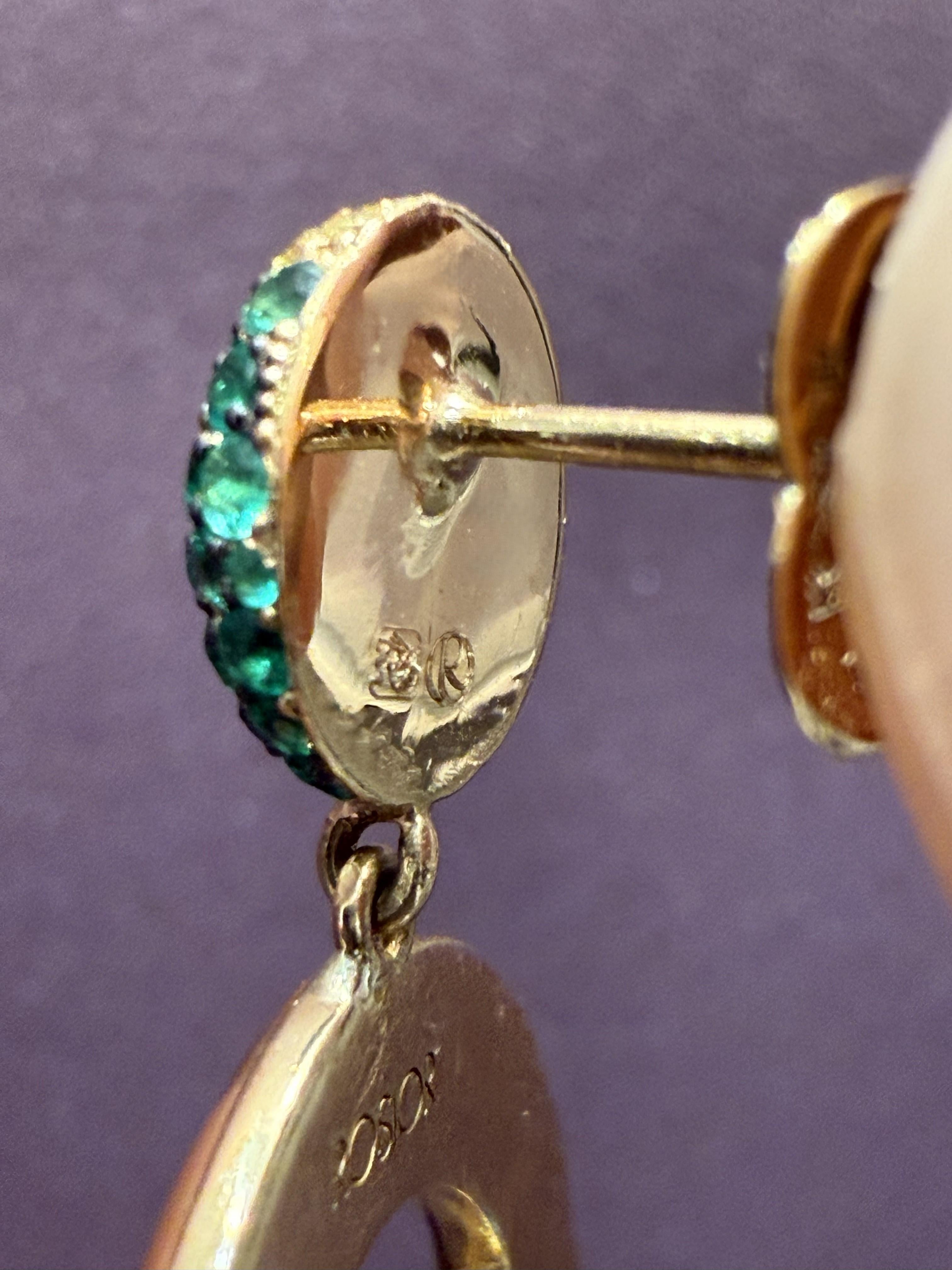 Orecchini a goccia in oro giallo con diamanti, zaffiri e smeraldi di Rosior In condizioni Nuovo in vendita a Porto, PT