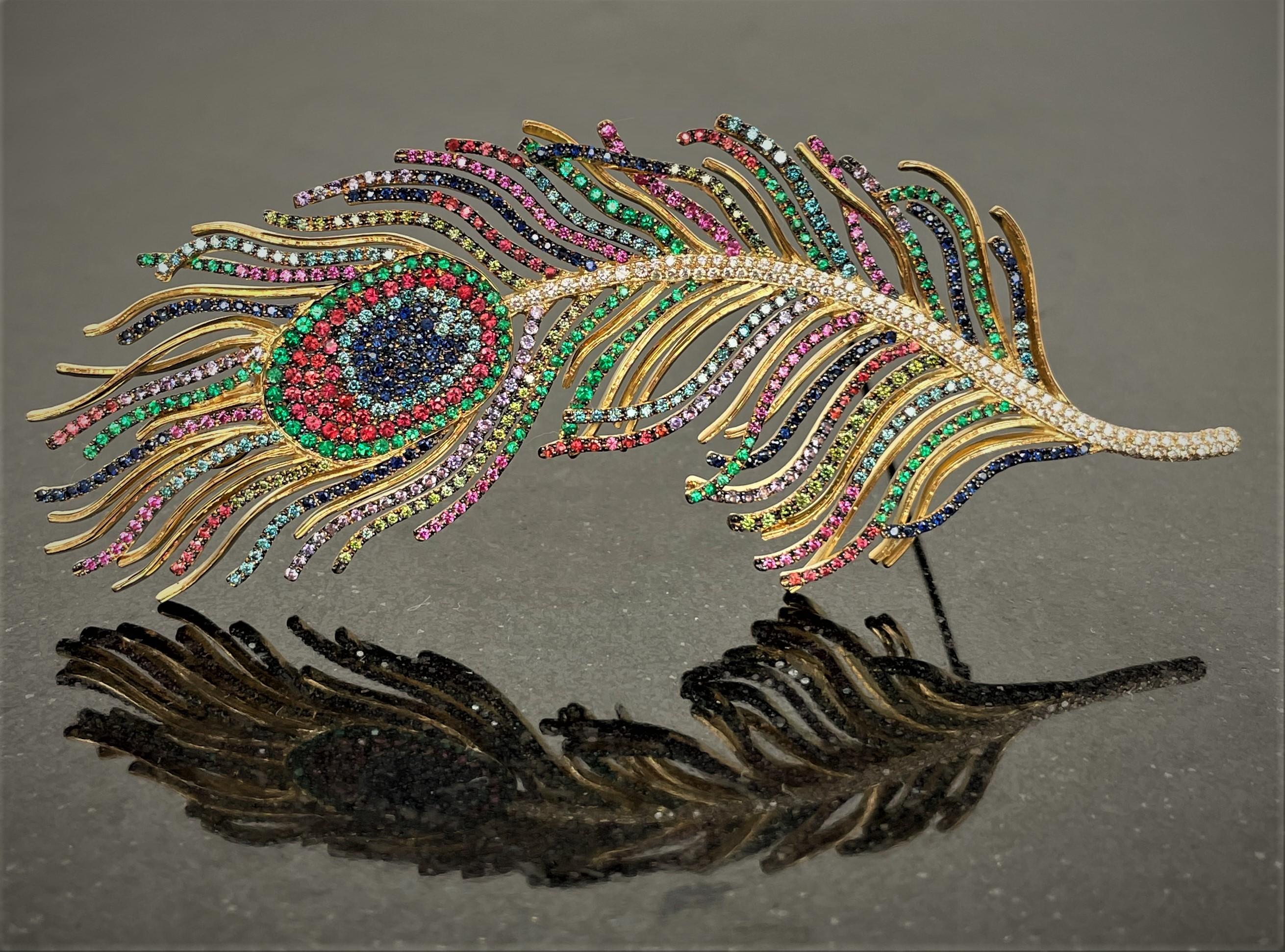 peacock feather brooch