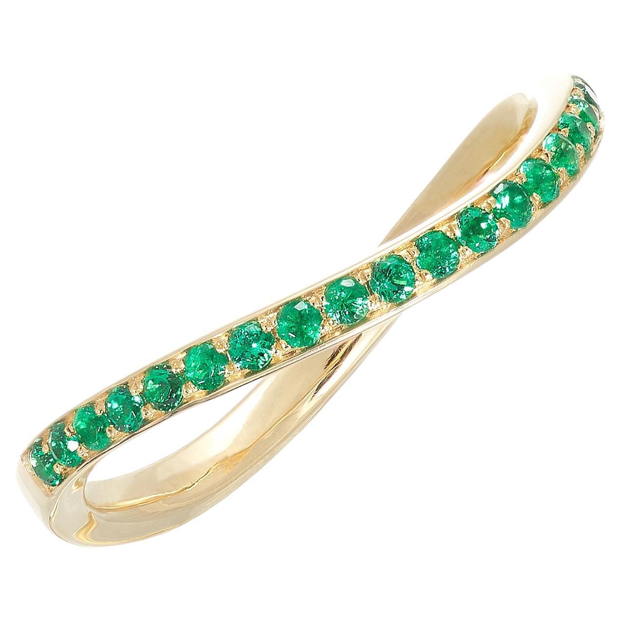For Sale:  Rosior Emerald "Half Eternity" Shaped Band Ring Set in Yellow Gold