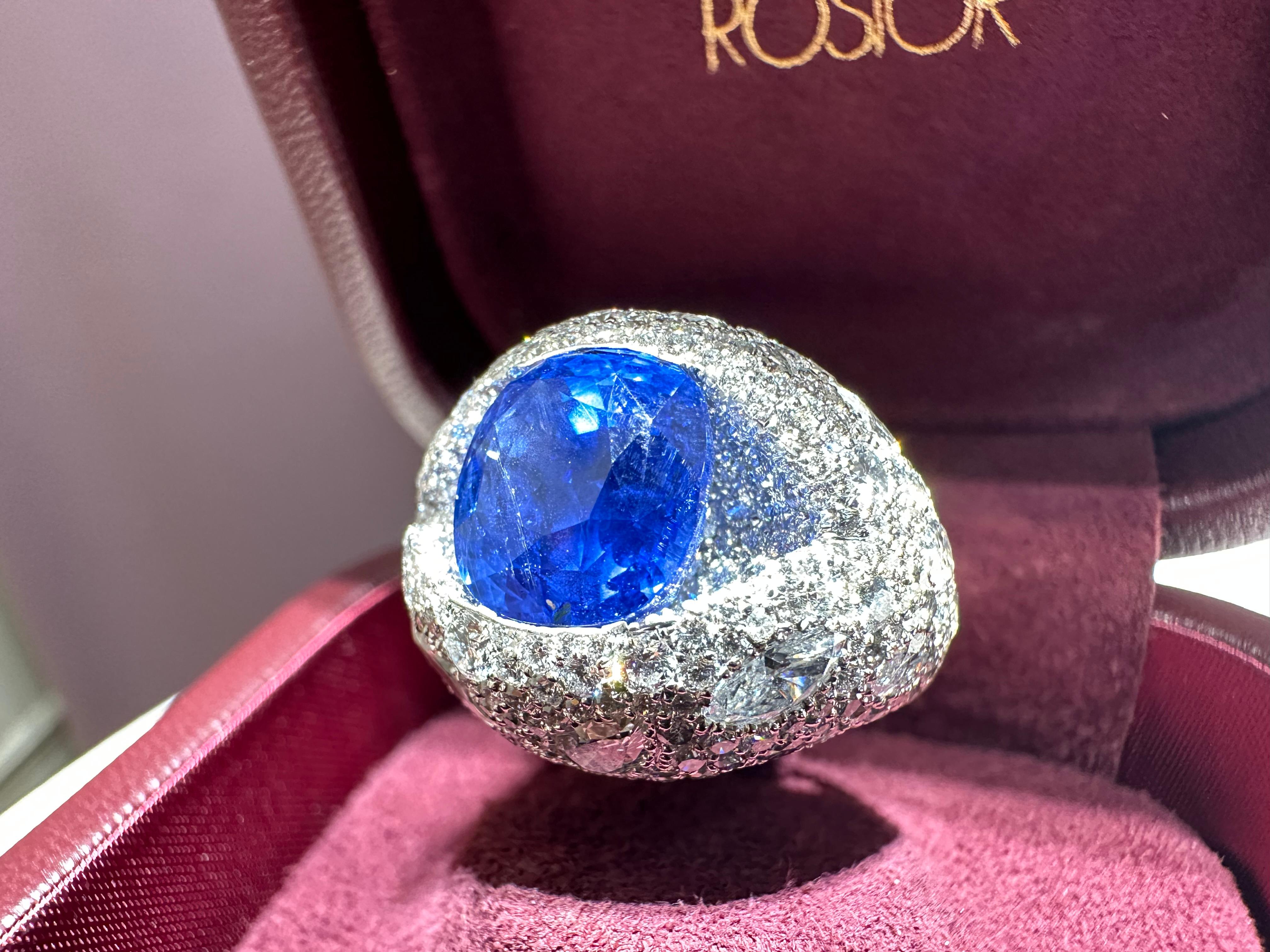 Rosior GRS Certified 7.03 ct Royal Blue Sapphire and Diamond Cocktail Ring   1