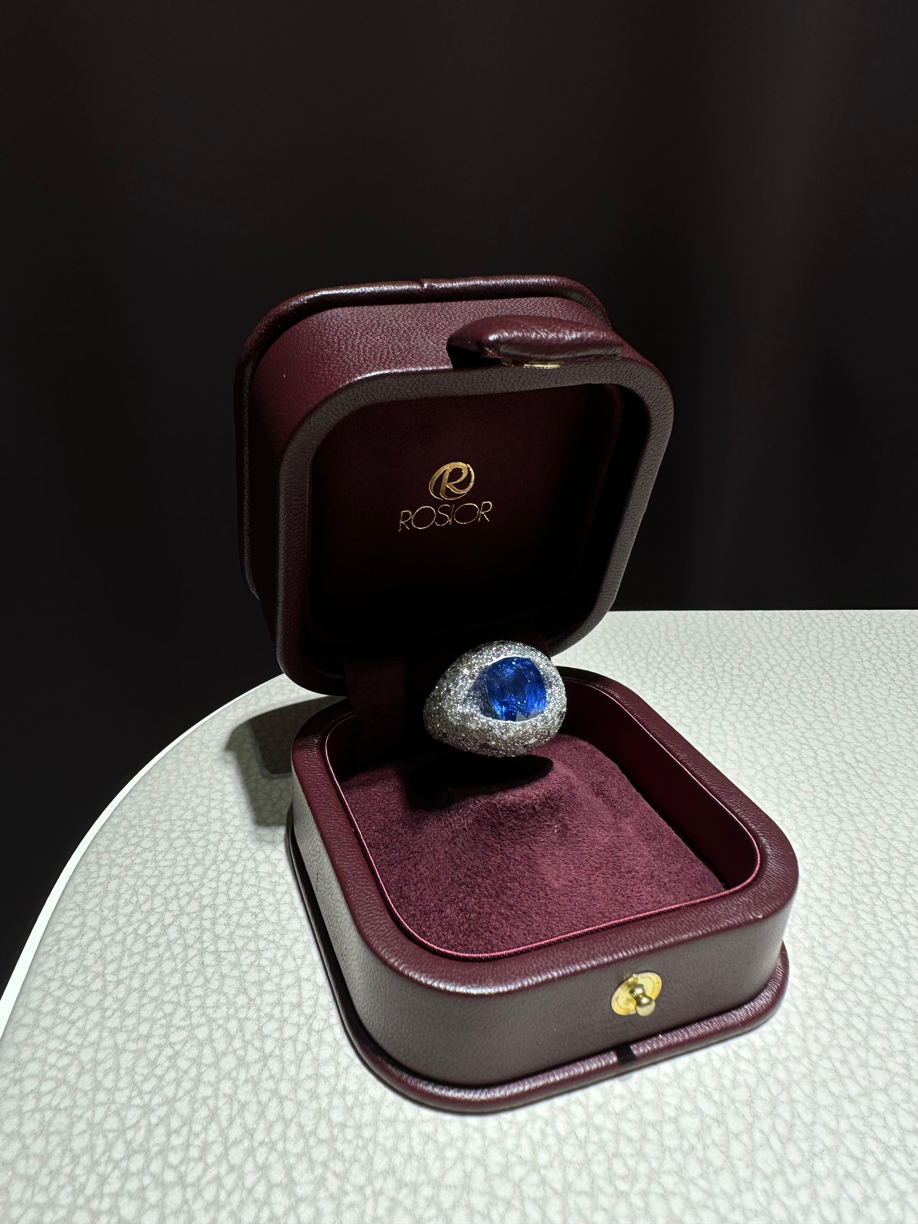 Rosior GRS Certified 7.03 ct Royal Blue Sapphire and Diamond Cocktail Ring   2