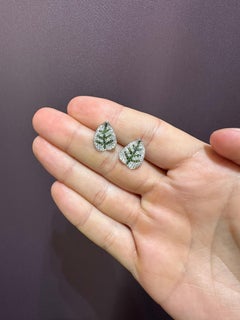 Orecchini Rosior "Leaf" in oro bianco con diamanti