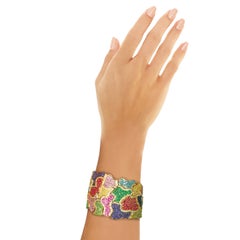 Bracciale con gemme multicolori Rosior in oro giallo, pezzo unico