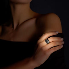 Rosior Natural Colorless Diamond and Black Diamond Yellow Gold Cocktail Ring