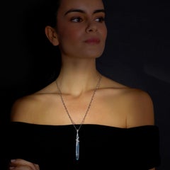 Rosior One-Off Aquamarine and Diamond Pendant Necklace Set in White Gold