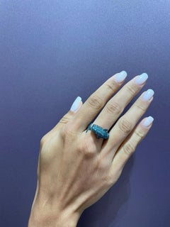 Rosior One-Off Blue Diamond "Dolphin" Cocktail Ring Set in White Gold