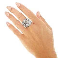 Rosior by Manuel Rosas Diamond Cocktail Ring Hand Chiseled in Platinum