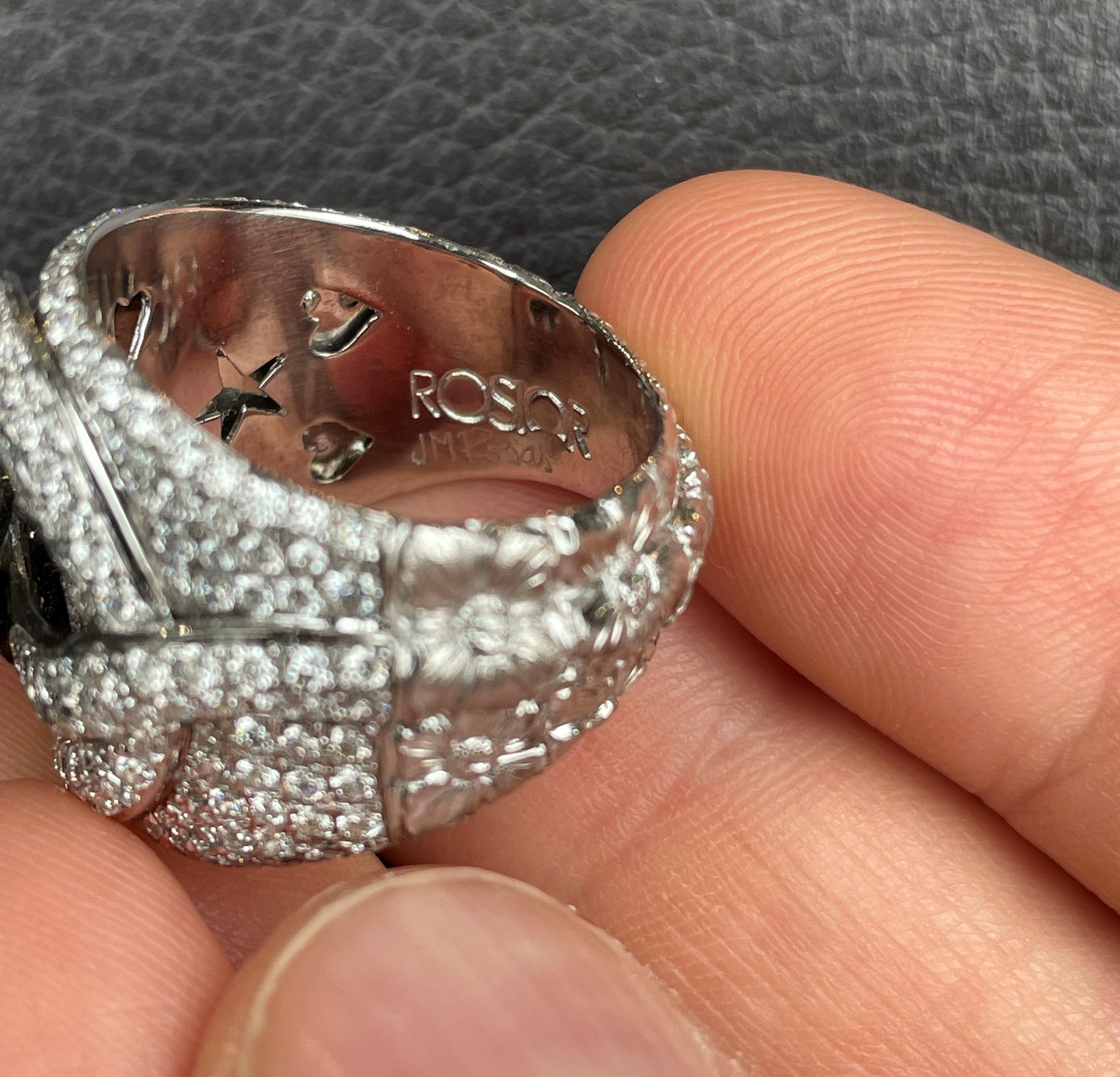Rosior by Manuel Rosas Diamond Cocktail Ring Hand Chiseled in Platinum For Sale 1