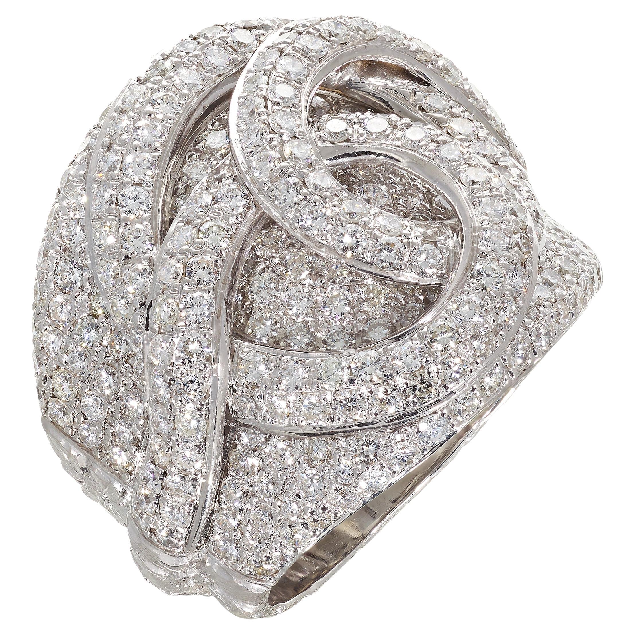 Rosior by Manuel Rosas Anillo de Cóctel de Diamantes Cincelado a Mano en Platino