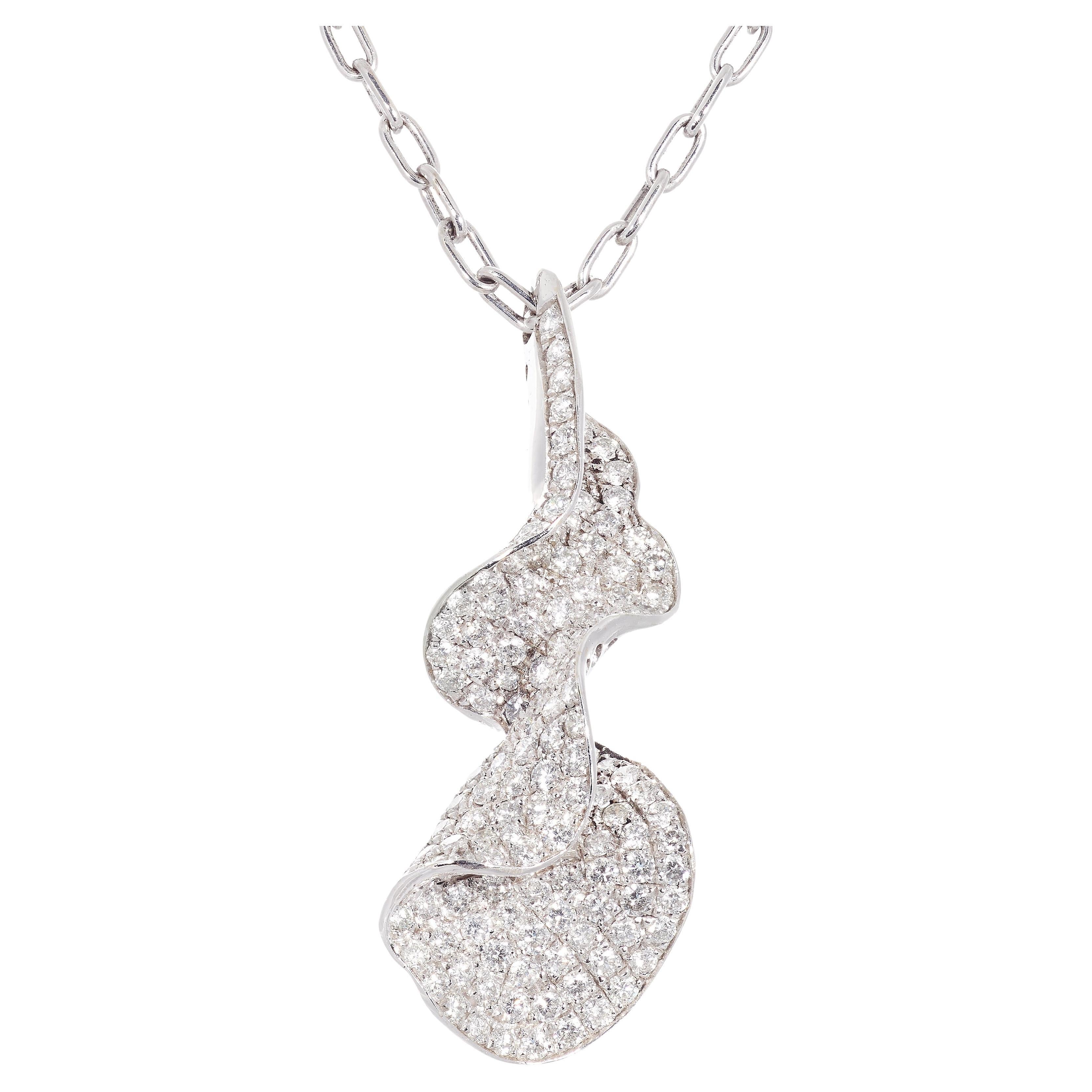 Rosior by Manuel Rosas Diamond Pendant Necklace set in White Gold  For Sale
