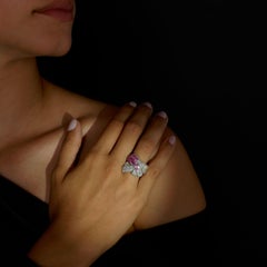 Rosior one-off Diamond and Ruby Cocktail Ring set in 950 Platinum