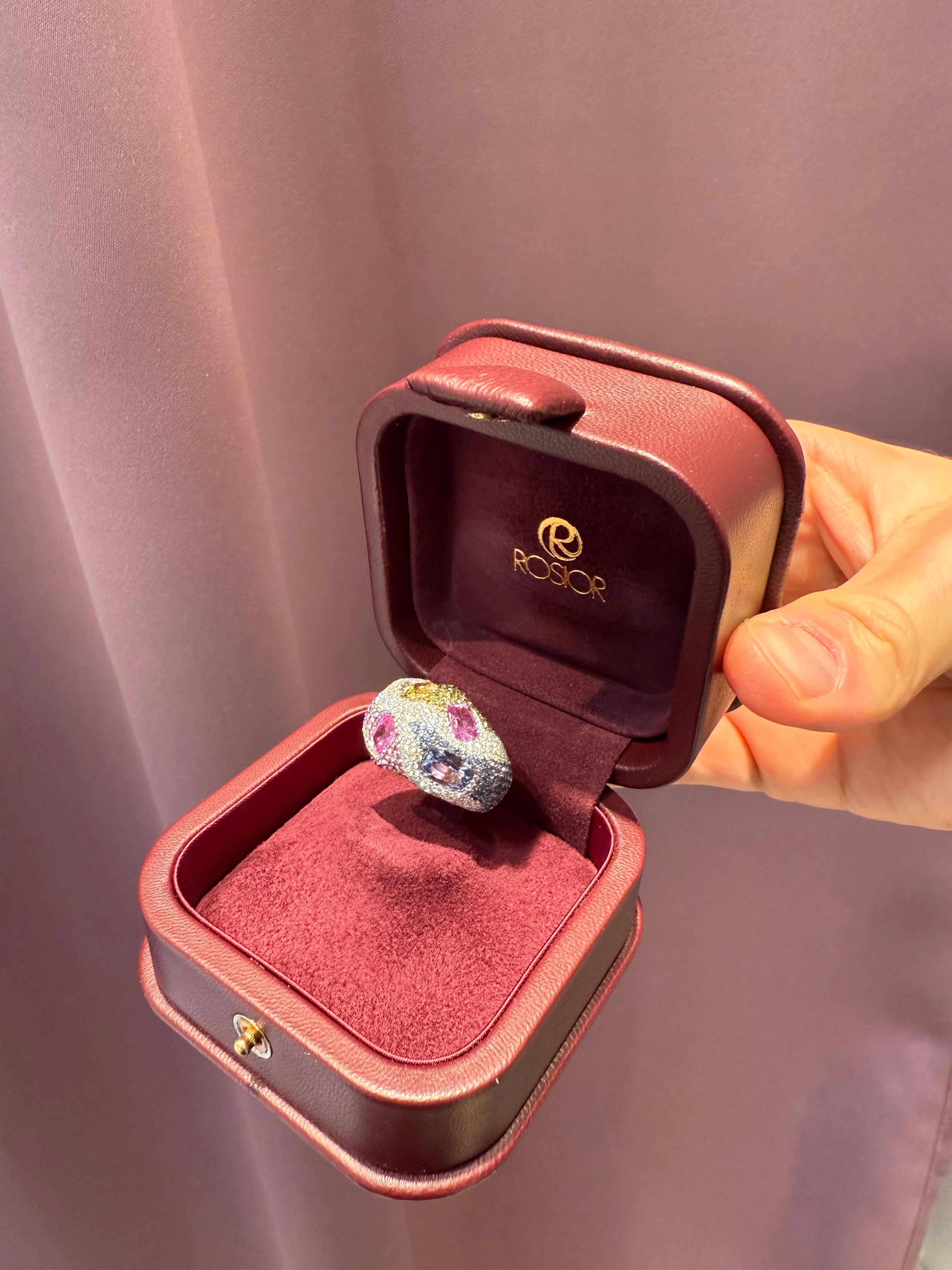 Rosior Einzigartiger Cocktailring aus Weißgold mit Diamanten und Saphiren im Zustand „Neu“ im Angebot in Porto, PT
