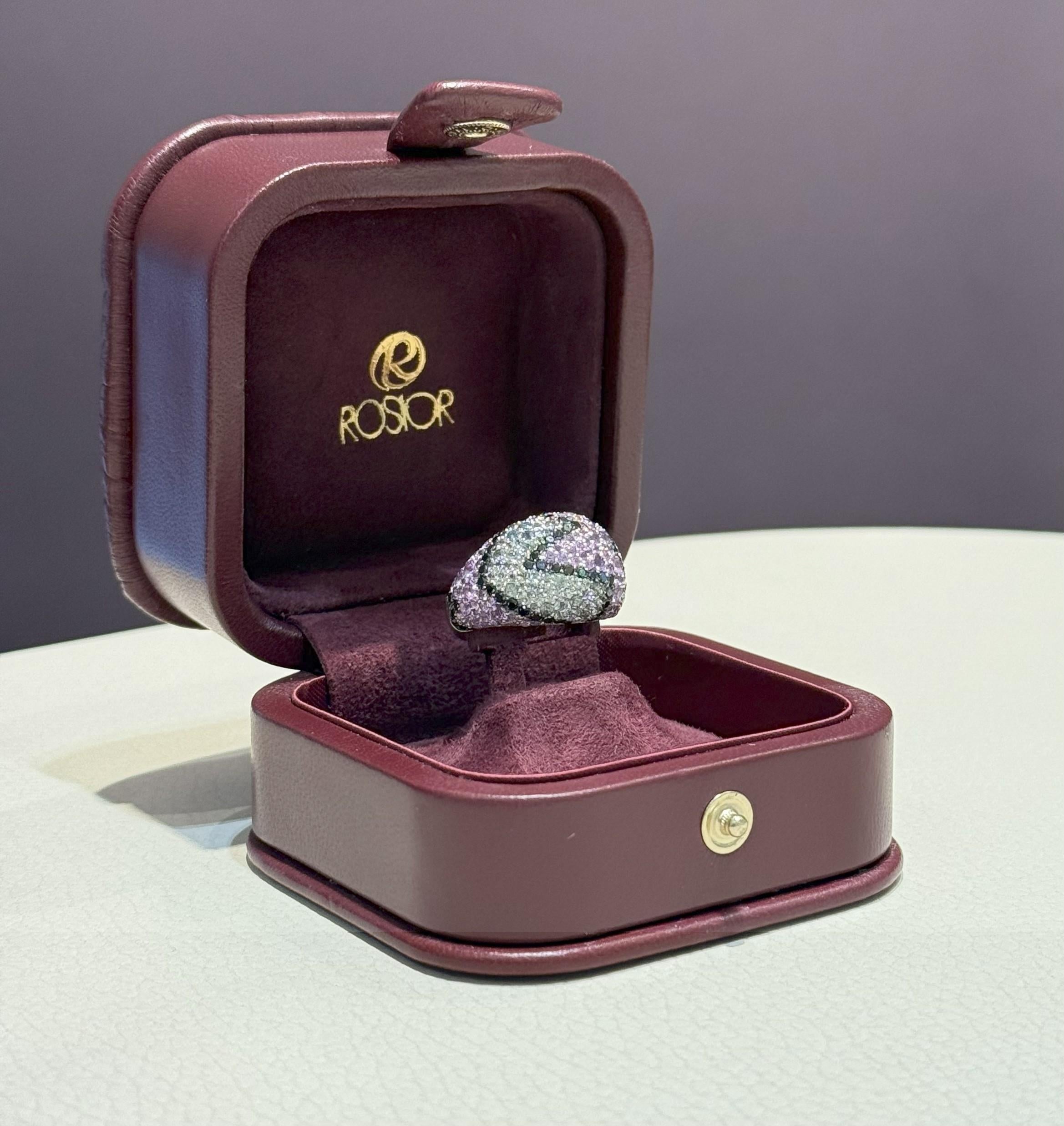 Women's or Men's Rosior One-off Diamond and Sapphire Cocktail Ring set in White Gold For Sale