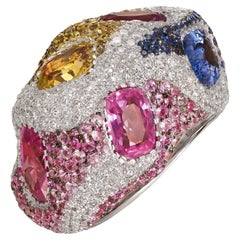 Rosior one-off Diamond and Sapphire Cocktail Ring set in White Gold