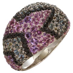 Rosior One-off Diamond and Sapphire Cocktail Ring set in White Gold