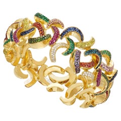 One-off Diamond, Sapphire, Emerald, Ruby Contemporary Bracelet